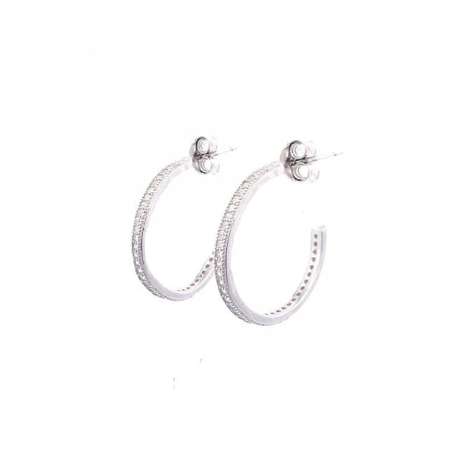 Faith Sterling Silver Sterling Silver CZ Claw Set Hoop Earrings 20mm