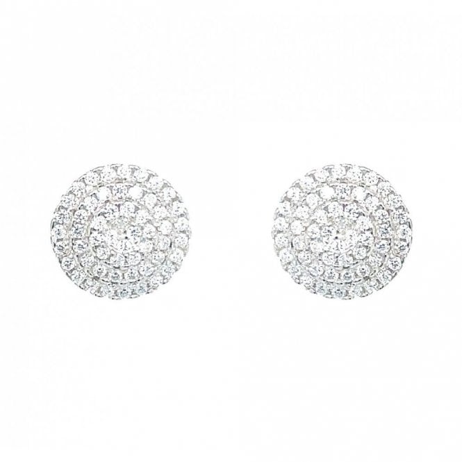 Faith Sterling Silver Sterling Silver CZ Cluster Stud Earrings 10x10mm