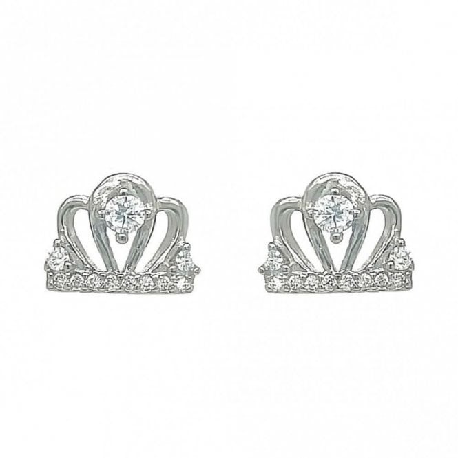 Faith Sterling Silver Sterling Silver CZ Crown Claw Set Stud Earrings 8x10mm
