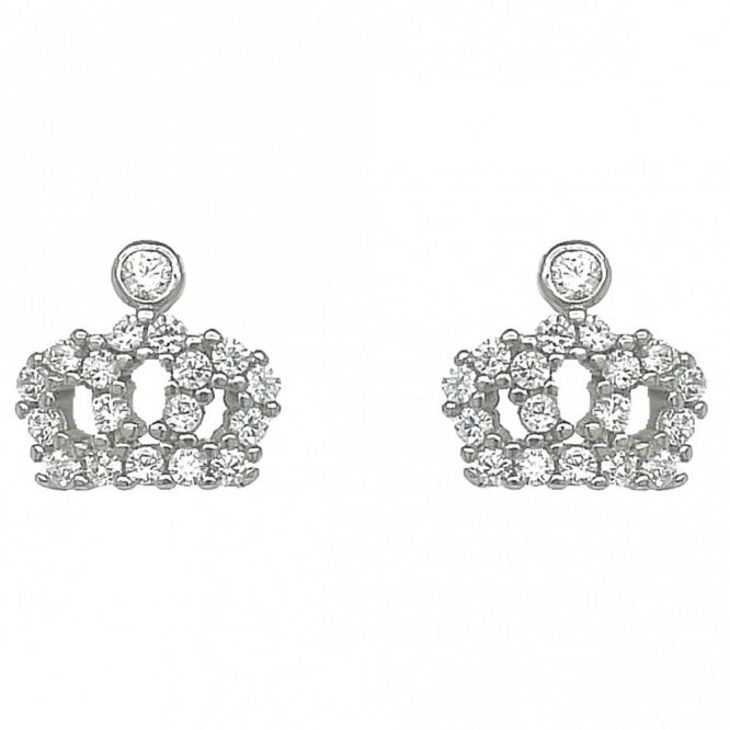 Faith Sterling Silver Sterling Silver CZ Crown Claw Set Stud Earrings 9x10mm