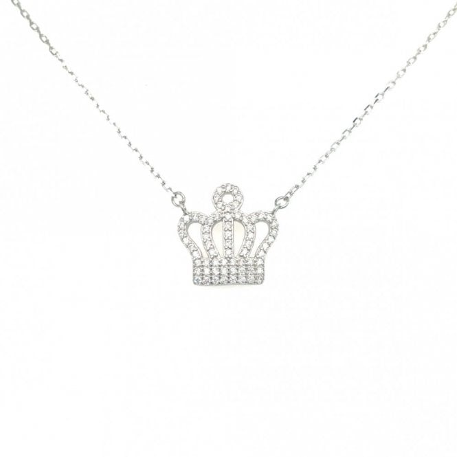Faith Sterling Silver Sterling Silver CZ Crown Outline on Fine Extendable Necklace 40cm + 3.5cm
