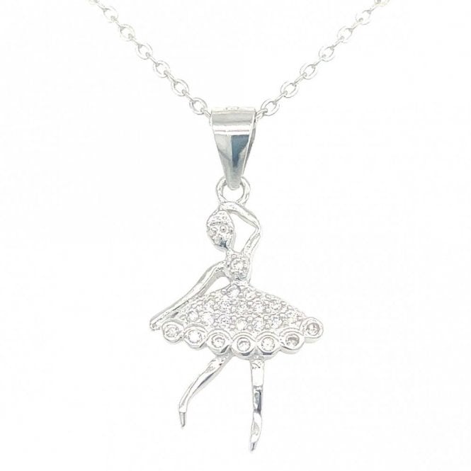 Faith Sterling Silver Sterling Silver CZ Dancer Necklace 19x13mm, 16-18