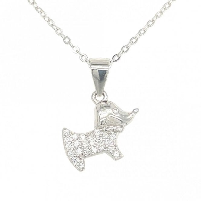 Faith Sterling Silver Sterling Silver CZ Dog Necklace 9x14mm, 16-18