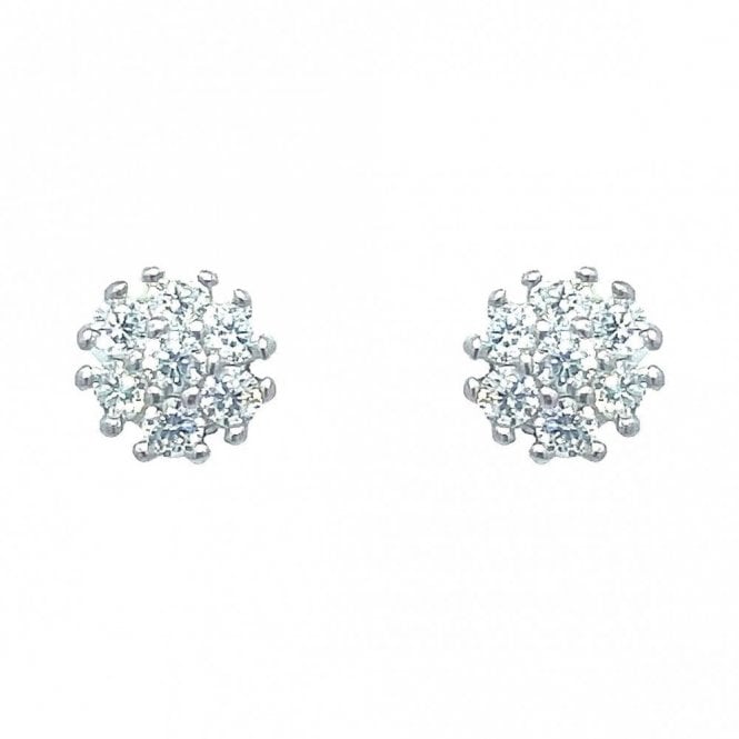 Faith Sterling Silver Sterling Silver CZ Flower Cluster Stud Earrings 6x6mm