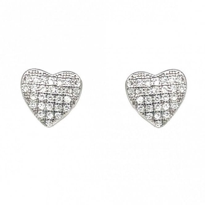 Faith Sterling Silver Sterling Silver CZ Full Heart Stud Earrings 8x8mm