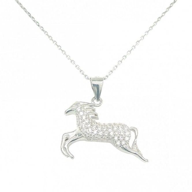 Faith Sterling Silver Sterling Silver CZ Galloping Horse Necklace 16x21mm, 16-18