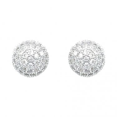 Sterling Silver CZ Glitterball Style Stud Earrings 6x6mm