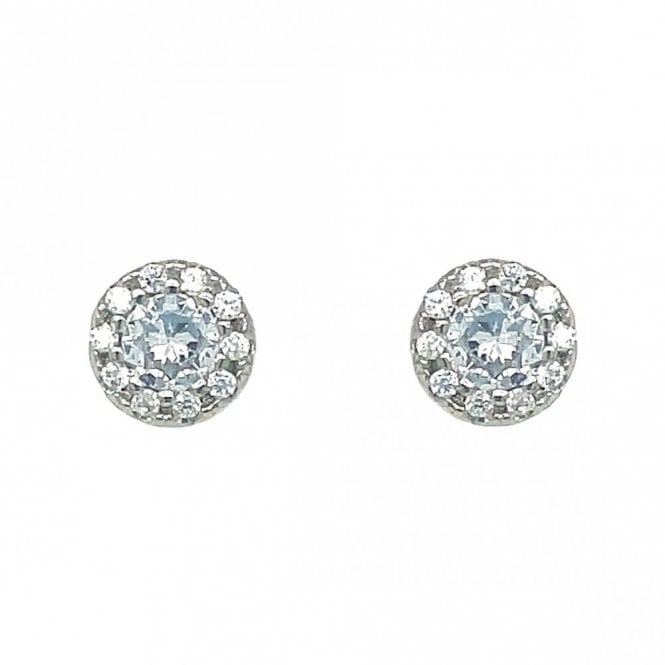 Faith Sterling Silver Sterling Silver CZ Halo Round Stud Earrings 6x6mm