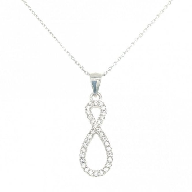 Faith Sterling Silver Sterling Silver CZ Hanging Infinity Necklace 19x9mm, 16-18