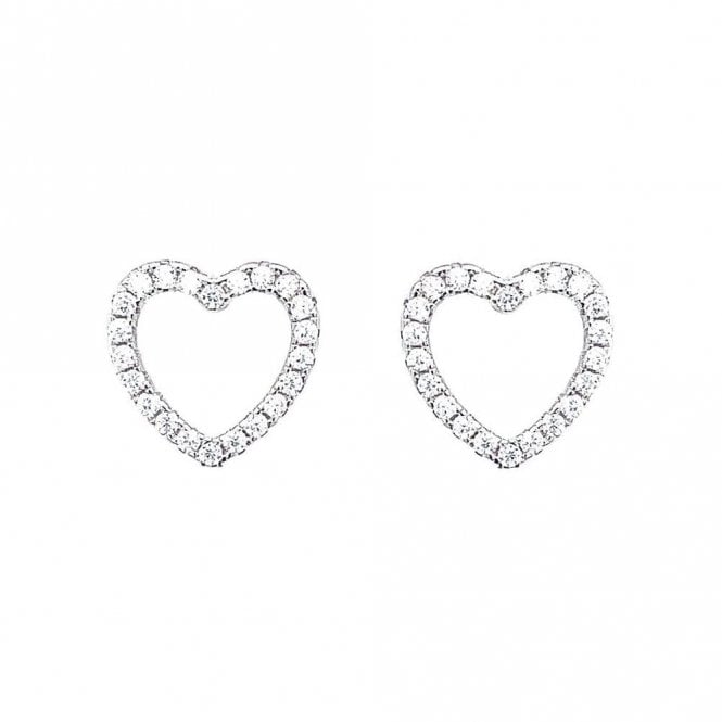 Faith Sterling Silver Sterling Silver CZ Heart Outline Stud Earrings 10x11mm