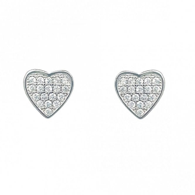 Faith Sterling Silver Sterling Silver CZ Heart Stud Earrings 8x8mm