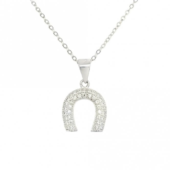 Faith Sterling Silver Sterling Silver CZ Horseshoe Necklace 1.2 x 1.2cm, 16-18