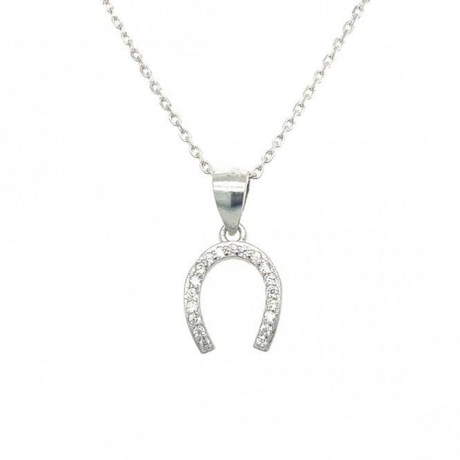 Faith Sterling Silver Sterling Silver CZ Horseshoe Necklace 12x9mm, 16-18