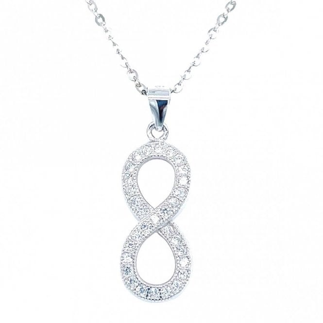 Faith Sterling Silver Sterling Silver CZ Infinity Necklace 17x8mm, 16-18