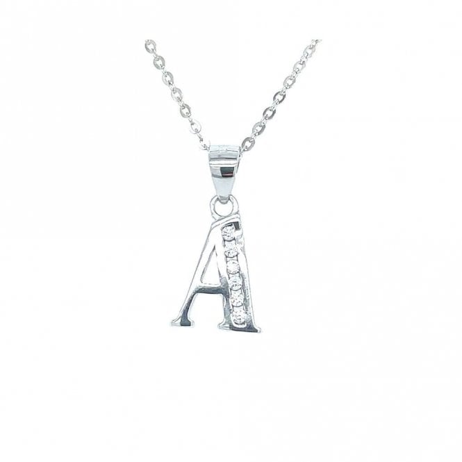 Faith Sterling Silver Sterling Silver CZ Initial A Necklace 12x9mm, 16-18