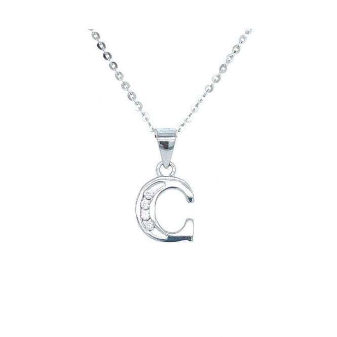 Faith Sterling Silver Sterling Silver CZ Initial C Necklace 10x10mm, 16-18