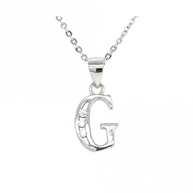 Faith Sterling Silver Sterling Silver CZ Initial G Necklace 12x9mm, 16-18