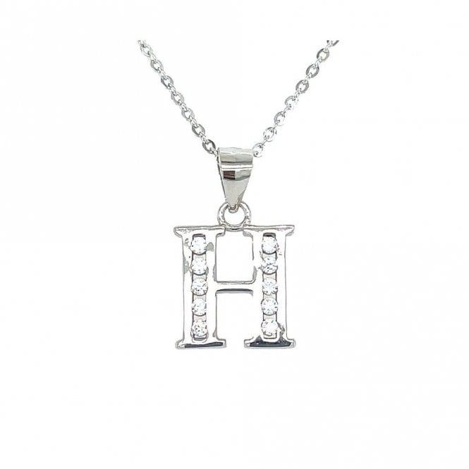 Faith Sterling Silver Sterling Silver CZ Initial H Necklace 11x11mm, 16-18
