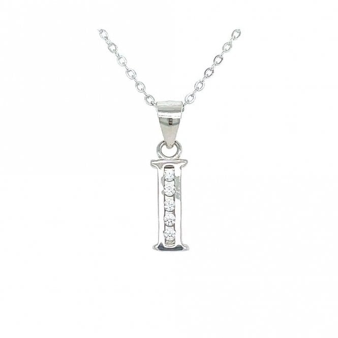 Faith Sterling Silver Sterling Silver CZ Initial I Necklace 11x5mm, 16-18