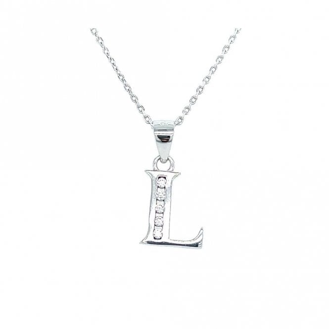 Faith Sterling Silver Sterling Silver CZ Initial L Necklace 11x9mm, 16-18