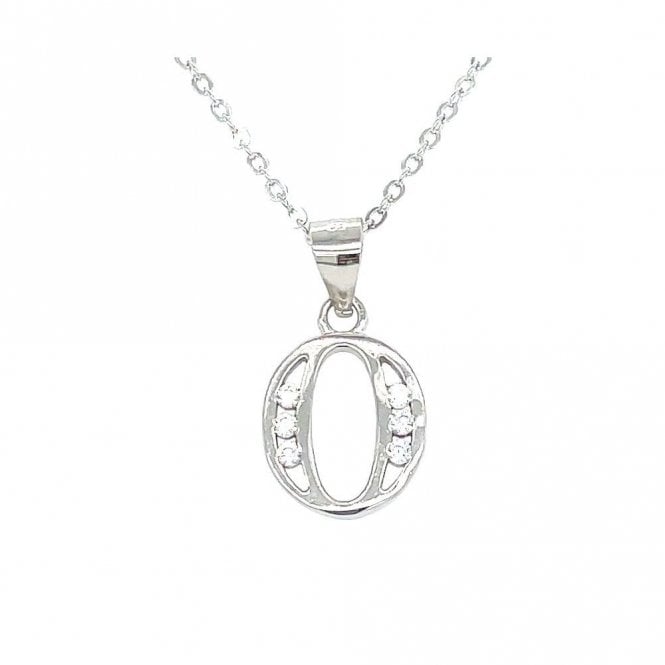 Faith Sterling Silver Sterling Silver CZ Initial O Necklace 11x10mm, 16-18