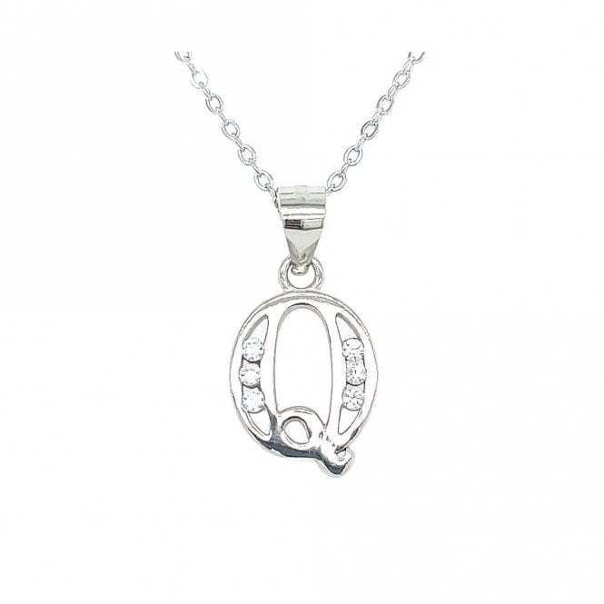 Faith Sterling Silver Sterling Silver CZ Initial Q Necklace 12x10mm, 16-18