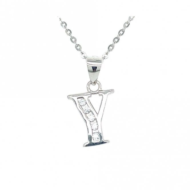 Faith Sterling Silver Sterling Silver CZ Initial Y Necklace 11x10mm, 16-18