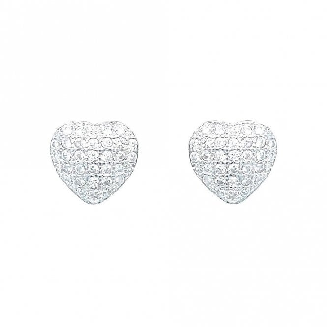 Faith Sterling Silver Sterling Silver CZ Pave Heart Stud Earring 8x8mm