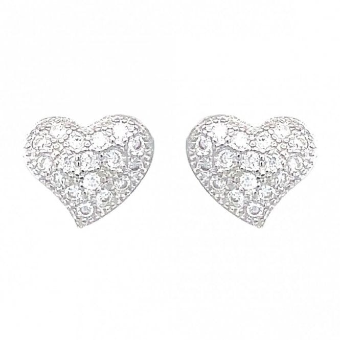 Faith Sterling Silver Sterling Silver CZ Pave Heart Stud Earrings 8x7mm