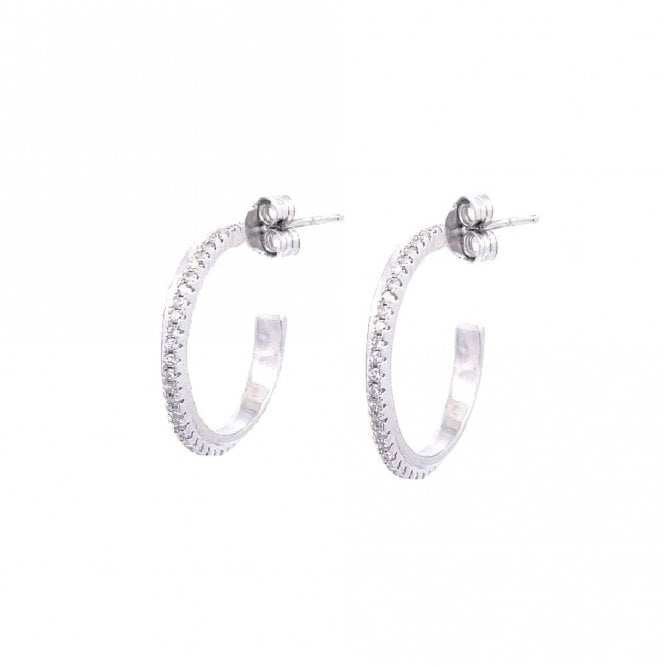 Faith Sterling Silver Sterling Silver CZ & Plain Crossover Hoop Earrings 20mm
