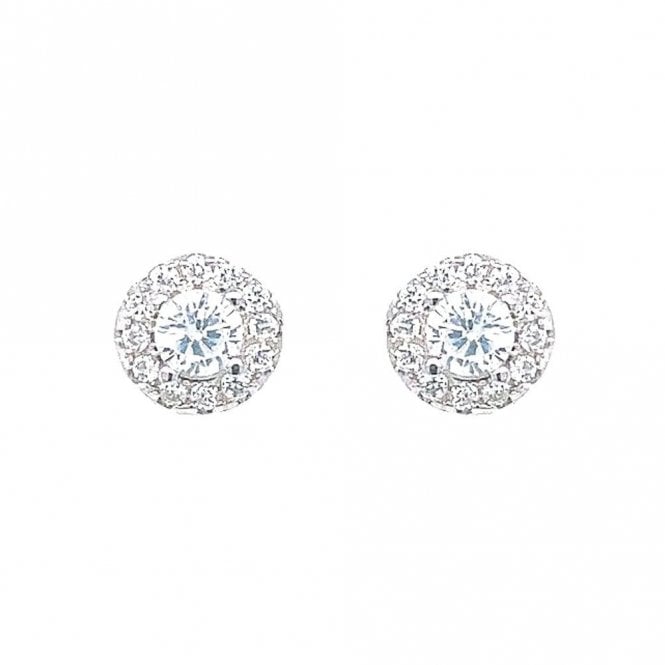 Faith Sterling Silver Sterling Silver CZ Round Centre Cluster Stud Earrings 8x8mm