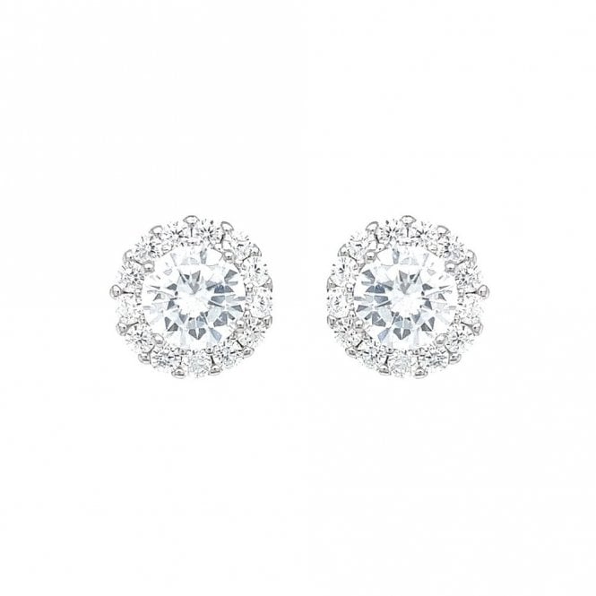 Faith Sterling Silver Sterling Silver CZ Round Centre Halo Stud Earrings 9x9mm