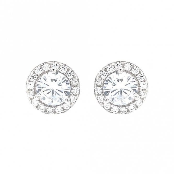Faith Sterling Silver Sterling Silver CZ Round Claw Centre with Halo Stud Earrings 9x9mm
