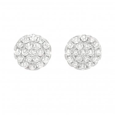 Sterling Silver CZ Round Claw Set Cluster 6x6mm Stud Earrings