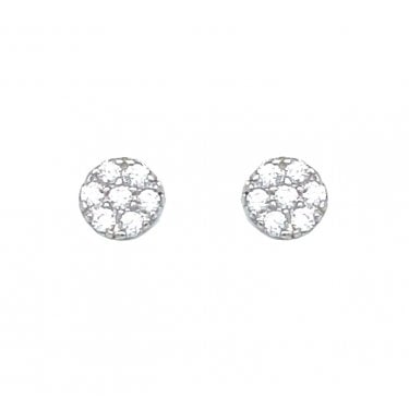 Sterling Silver CZ Round Cluster Stud Earrings 3x3mm