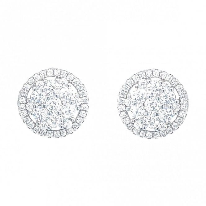 Faith Sterling Silver Sterling Silver CZ Round Illusion Set Halo Stud Earrings 11x11mm