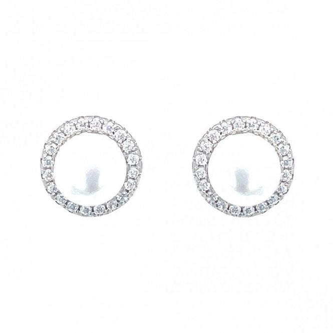 Faith Sterling Silver Sterling Silver CZ Round Pearl Stud Earrings 9x9mm