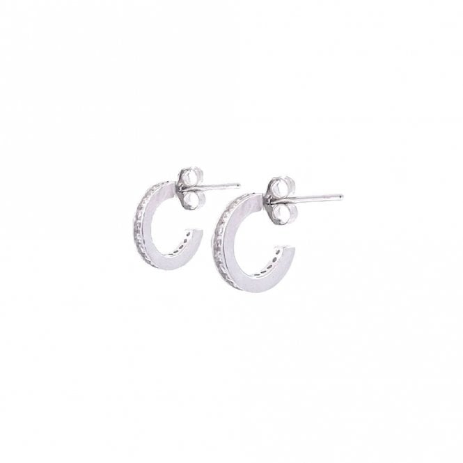 Faith Sterling Silver Sterling Silver CZ Rubover Hoop Earrings 10mm