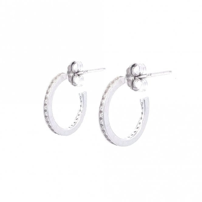 Faith Sterling Silver Sterling Silver CZ Rubover Hoop Earrings 15mm