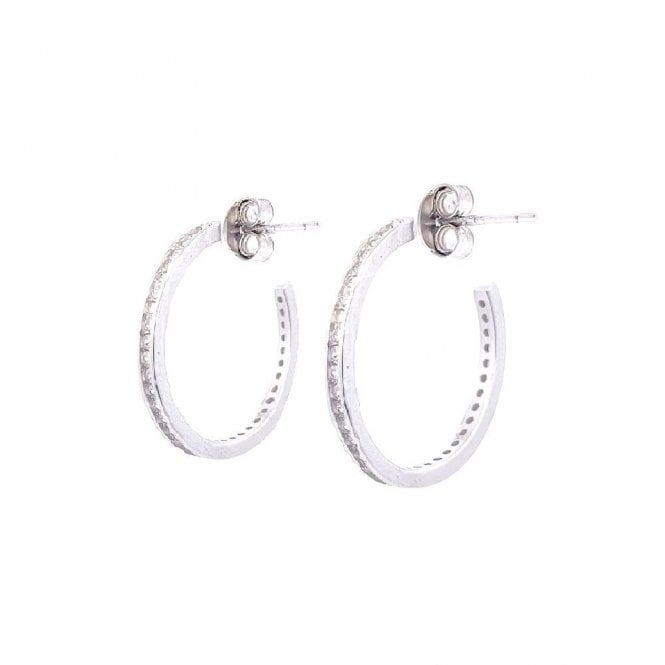 Faith Sterling Silver Sterling Silver CZ Rubover Hoop Earrings 20mm
