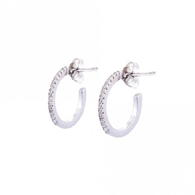 Faith Sterling Silver Sterling Silver CZ Single Row Hoop Earrings 15mm