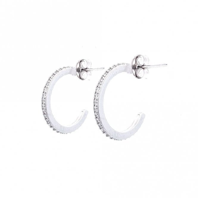 Faith Sterling Silver Sterling Silver CZ Single Row Hoop Earrings 17mm