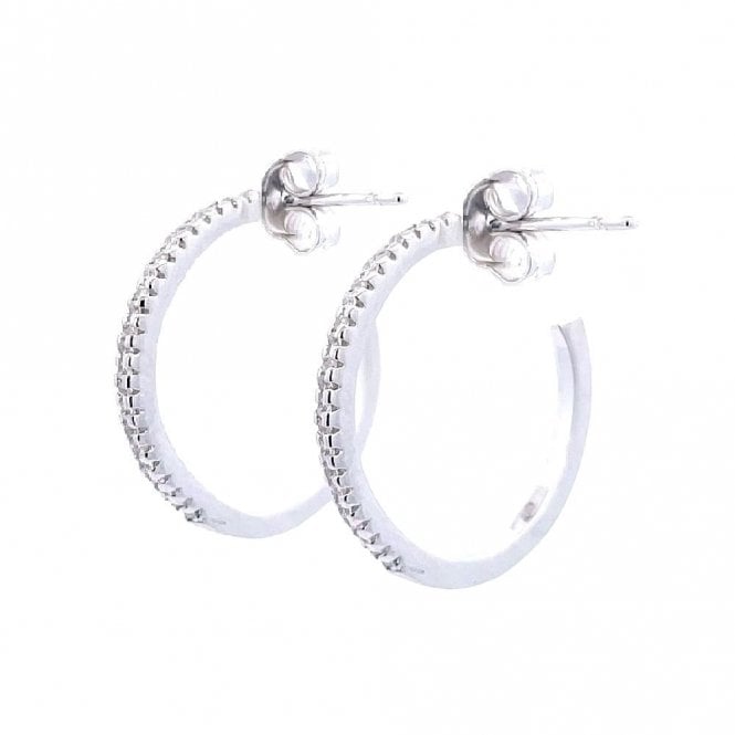 Faith Sterling Silver Sterling Silver CZ Single Row Hoop Earrings 20mm