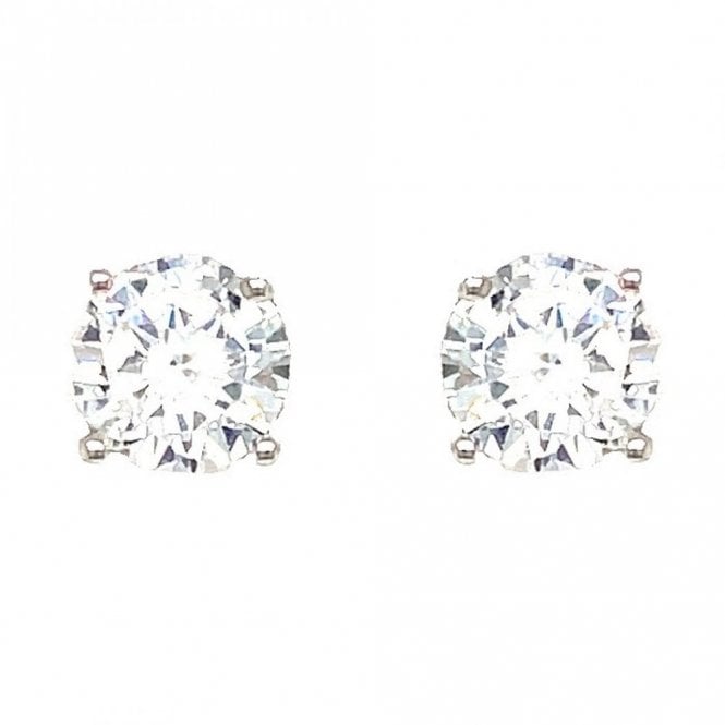 Faith Sterling Silver Sterling Silver CZ Solitaire 4 Claw Stud Earrings 6x6mm