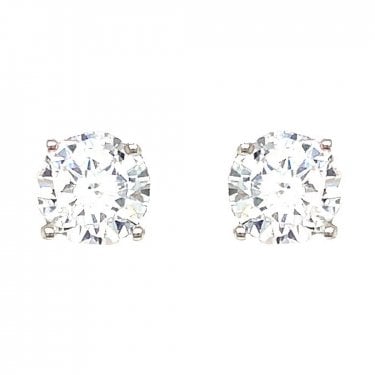 Sterling Silver CZ Solitaire 4 Claw Stud Earrings 6x6mm