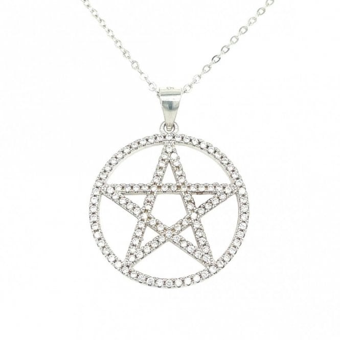 Faith Sterling Silver Sterling Silver CZ Star of David Necklace 22mm, 16-18