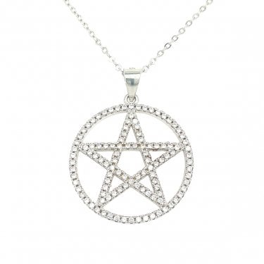 Sterling Silver CZ Star of David Necklace 22mm, 16-18" 