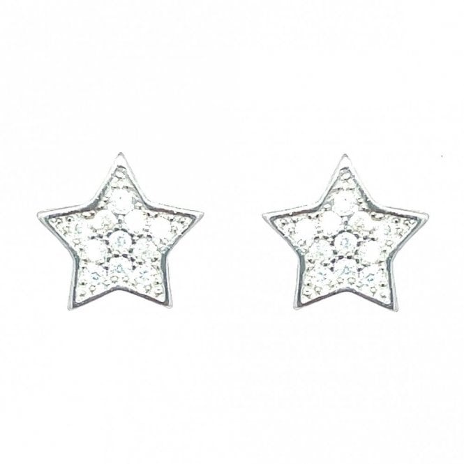Faith Sterling Silver Sterling Silver CZ Star Stud Earrings 7x7mm
