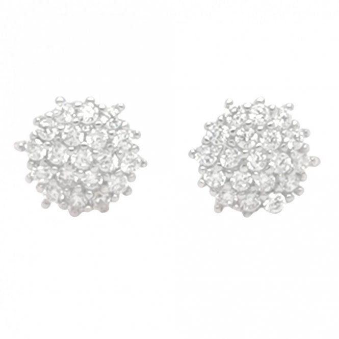 Faith Sterling Silver Sterling Silver CZ Triple Layer Claw Set Flower Cluster 8x8mm Stud Earrings