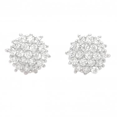Sterling Silver CZ Triple Layer Claw Set Flower Cluster 8x8mm Stud Earrings